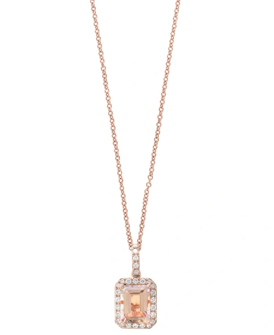 Effy Collection Effy Morganite (1-1/5 Ct. T.w.) & Diamond (1/4 Ct. T.w.) 18" Pendant Necklace In 14k Rose Gold