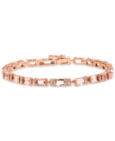 Effy Collection Effy Morganite (11-3/4 Ct. T.w.) & Zircon (1/2 Ct. T.w.) Flex Bracelet In 14k Gold-plated Sterling S