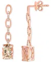 Effy Collection Effy Morganite (2-1/2 Ct. T.w.) & Diamond (1/20 Ct. T.w.) Chain Drop Earrings In 14k Rose Gold In Morganite