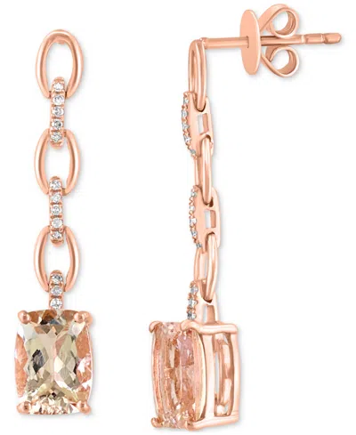 Effy Collection Effy Morganite (2-1/2 Ct. T.w.) & Diamond (1/20 Ct. T.w.) Chain Drop Earrings In 14k Rose Gold