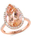 Effy Collection Effy Morganite (6 Ct. T.w.) & Diamond (1/2 Ct. T.w.) Pear-shaped Halo Statement Ring In 14k Rose Gol