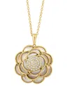 Effy Collection Effy Mother Of Pearl & Diamond (1/5 Ct. T.w.) Flower Pendant Necklace In 14k Gold, 17" + 1" Extender In Gold