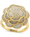 Effy Collection Effy Mother Of Pearl & Diamond (1/5 Ct. T.w.) Flower Statement Ring In 14k Gold In Gold