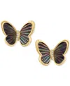 Effy Collection Effy Mother Of Pearl & Diamond Accent Butterfly Stud Earrings In 14k Gold In Gold