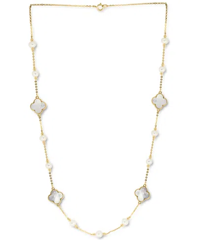 Effy Collection Effy Mother-of-pearl & Freshwater Pearl (4-1/2mm) 18" Necklace In 14k Gold