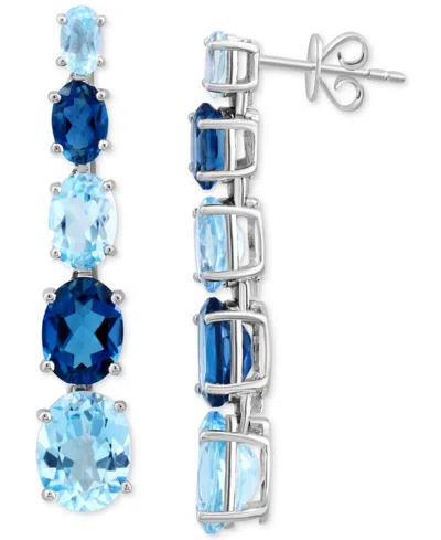 Effy Collection Effy Multi Blue Topaz Linear Drop Earrings (11-7/8 Ct. T.w.) In 14k White Gold