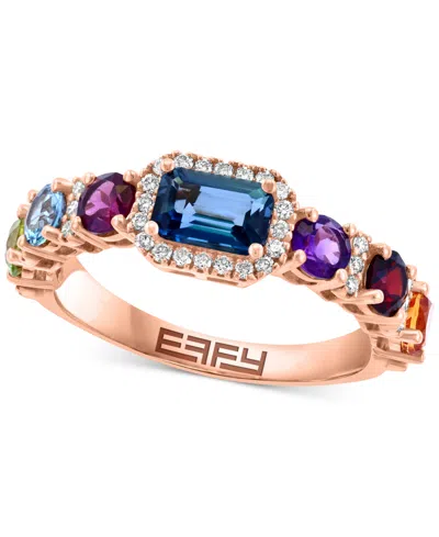 Effy Collection Effy Multi-gemstone (1-5/8 Ct. T.w.) & Diamond (1/5 Ct. T.w.) Ring In 14k Rose Gold In Multi Gemstone