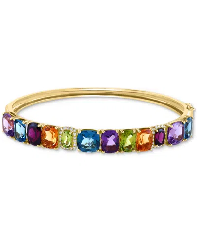 Effy Collection Effy Multi-gemstone (18-7/8 Ct. T.w.) & Diamond (1/6 Ct. T.w.) Bangle Bracelet In 14k Gold