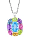 Effy Collection Effy Multi-gemstone 18" Pendant Necklace (17-3/4 Ct. T.w.) In Sterling Silver
