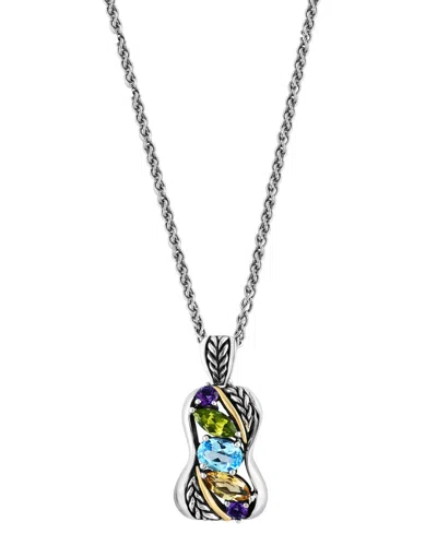 Effy Collection Effy Multi-gemstone 18" Pendant Necklace (2-5/8 Ct. T.w.) In Sterling Silver & 18k Gold-plate
