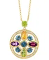 Effy Collection Effy Multi-gemstone (2-1/5 Ct. T.w.) & Diamond (1/6 Ct. T.w.) Flower Pendant Necklace In 14k Gold, 1 In Multi Stone