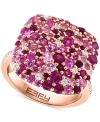 EFFY COLLECTION EFFY MULTI-GEMSTONE (2-3/4 CT. T.W.) & DIAMOND (1/10 CT. T.W.) CLUSTER RING IN ROSE GOLD-PLATED SILV
