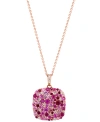 EFFY COLLECTION EFFY MULTI-GEMSTONE (2-3/4 CT. T.W.) & DIAMOND ACCENT CLUSTER 18" PENDANT NECKLACE IN ROSE GOLD-PLAT