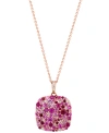 Effy Collection Effy Multi-gemstone (2-3/4 Ct. T.w.) & Diamond Accent Cluster 18" Pendant Necklace In Rose Gold-plat In Gold Over Silver