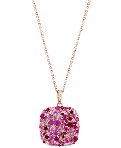 Effy Collection Effy Multi-gemstone (2-3/4 Ct. T.w.) & Diamond Accent Cluster 18" Pendant Necklace In Rose Gold-plat In Gold Over Silver