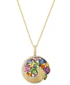 Effy Collection Effy Multi-gemstone (2-3/8 Ct. T.w.) & Diamond (1/4 Ct. T.w.) Swirl Cluster 18" Pendant Necklace In In Yellow Gol