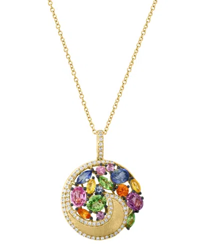 Effy Collection Effy Multi-gemstone (2-3/8 Ct. T.w.) & Diamond (1/4 Ct. T.w.) Swirl Cluster 18" Pendant Necklace In In Yellow Gol