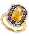 Effy Collection Effy Multi-gemstone (3-5/8 Ct. T.w.) & Diamond (1/3 Ct. T.w.) Halo Ring In 14k Gold In Multi Stone