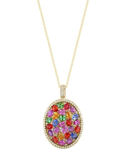 Effy Collection Effy Multi-gemstone (5-7/8 Ct. T.w.) & Diamond (1/2 Ct. T.w.) 18" Pendant Necklace In 14k Gold