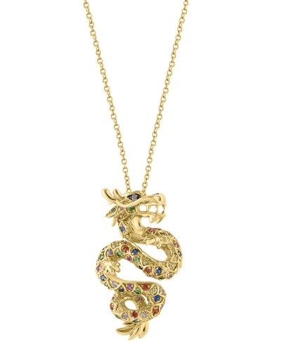 Effy Collection Effy Multi-gemstone (5/8 Ct. T.w.) & Diamond Accent Dragon 18" Pendant Necklace In 14k Gold