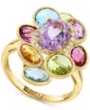 Effy Collection Effy Multi-gemstone (6-5/8 Ct. Tw.) & Diamond (1/20 Ct. T.w.) Cluster Ring In 14k Gold In Multi