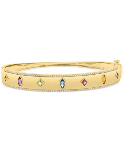 Effy Collection Effy Multi-gemstone (7/8 Ct. T.w.) & Diamond (3/8 Ct. T.w.) Mixed-cut Bangle Bracelet In 14k Gold-pl