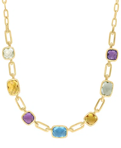 Effy Collection Effy Multi-gemstone Bezel 18" Collar Necklace (8-3/8 Ct. T.w.) In 14k Gold-plated Sterling Silver