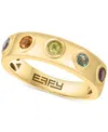 Effy Collection Effy Multi-gemstone Bezel Band (1/2 Ct. T.w.) In Gold-plated Sterling Silver In Multi Gemstone