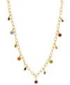 Effy Collection Effy Multi-gemstone Bezel Dangle 18" Collar Necklace (6-1/3 Ct. T.w.) In 14k Gold-plated Sterling Si In Multi