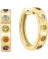 Effy Collection Effy Multi-gemstone Bezel Small Hoop Earrings (1-1/6 Ct. T.w.) In Gold-plated Sterling Silver, 0.875 In Multi Gemstone