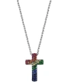 EFFY COLLECTION EFFY MULTI-GEMSTONE CROSS 18" PENDANT NECKLACE (1 CT. T.W.) IN STERLING SILVER