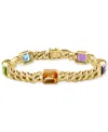 Effy Collection Effy Multi-gemstone Cuban Link Statement Bracelet (9-1/10 Ct. T.w.) In Gold-