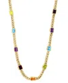 Effy Collection Effy Multi-gemstone Emerald-cut Cuban Link 18" Statement Necklace (23-5/8 Ct. T.w.) In Gold-plated S In 14k Yellow