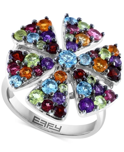 Effy Collection Effy Multi-gemstone Flower Ring (3 Ct. T.w.) In Sterling Silver