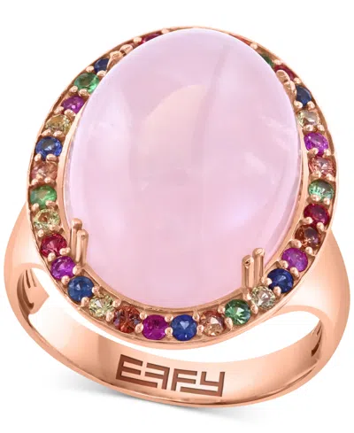 Effy Collection Effy Multi-gemstone Halo Ring (12-1/5 Ct. T.w.) In 14k Rose Gold In Multi Gemstone