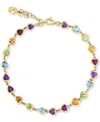 Effy Collection Effy Multi-gemstone Heart Bezel Link Bracelet (5-5/8 Ct. T.w.) In 14k Gold