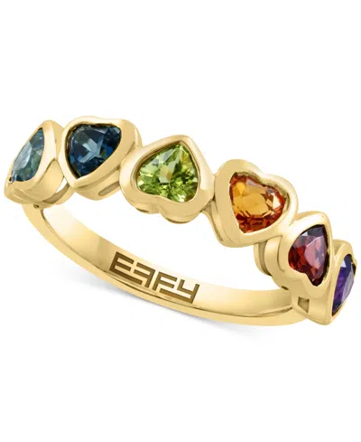 Effy Collection Effy Multi-gemstone Heart Bezel Ring (1-5/8 Ct. T.w.) In 14k Gold In Yellow Gold