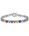 Effy Collection Effy Multi-gemstone Heart Tennis Bracelet (16 Ct. T.w.) In Sterling Silver In Sterling Silver