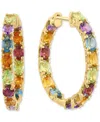 Effy Collection Effy Multi-gemstone In & Out Small Hoop Earrings (4 Ct. T.w.) In Gold-plated Sterling Silver, 1" In Multi Gemstone