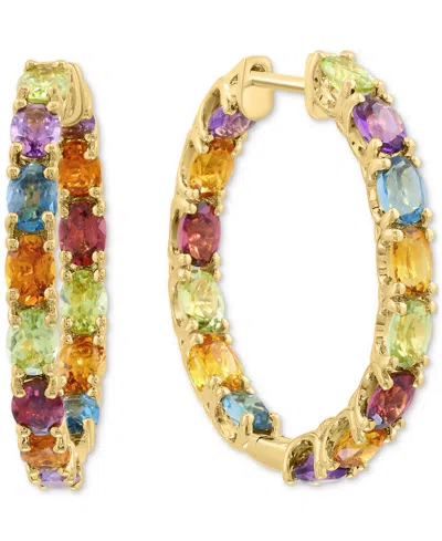 Effy Collection Effy Multi-gemstone In & Out Small Hoop Earrings (4 Ct. T.w.) In Gold-plated Sterling Silver, 1" In Multi Gemstone