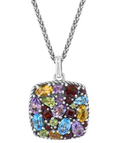 Effy Collection Effy Multi-gemstone Locket 18" Pendant Necklace (6-3/4 Ct. T.w.) In Sterling Silver