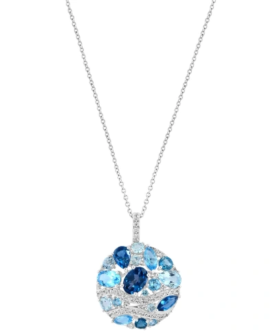 Effy Collection Effy Multi-gemstone Mixed-cut Cluster Disc 18" Pendant Necklace (5-5/8 Ct. T.w.) In 14k White Gold