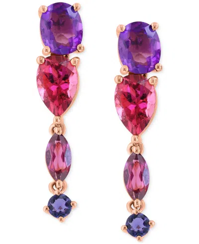 Effy Collection Effy Multi-gemstone Mixed-cut Drop Earrings (1-3/4 Ct. T.w.) In 14k Rose Gold