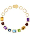 Effy Collection Effy Multi-gemstone Open Link Bangle Bracelet (14-1/4 Ct. T.w.) In14k Gold-plated Sterling Silver In Multi