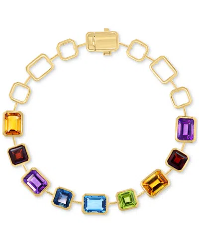 Effy Collection Effy Multi-gemstone Open Link Bangle Bracelet (14-1/4 Ct. T.w.) In14k Gold-plated Sterling Silver