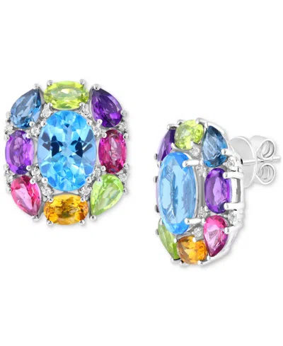 Effy Collection Effy Multi-gemstone Stud Earrings (14-5/8 Ct. T.w.) In Sterling Silver