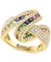 Effy Collection Effy Multi-sapphire (1-1/4 Ct. T.w.), Green Garnet (1/4 Ct. T.w.) & Diamond (5/8 Ct. T.w.) Crossover In Blue