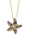 Effy Collection Effy Multi-sapphire (1/2 Ct. T.w.), Green Garnet (1/6 Ct. T.w.) & Diamond (1/6 Ct. T.w.) Starfish 18