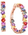 Effy Collection Effy Multi-sapphire In & Out Medium Hoop Earrings (8-1/5 Ct. T.w.) In 14k Gold, 1.19" In Yellow Gol