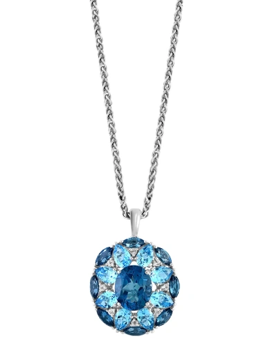 Effy Collection Effy Multi-topaz Flower 18" Pendant Necklace (11-3/4 Ct. T.w.) In Sterling Silver